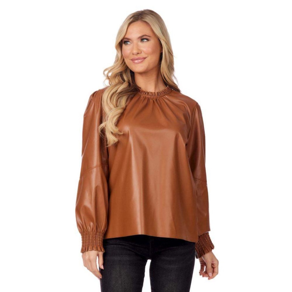 NEW MUDPIE Putnam leather top in tan